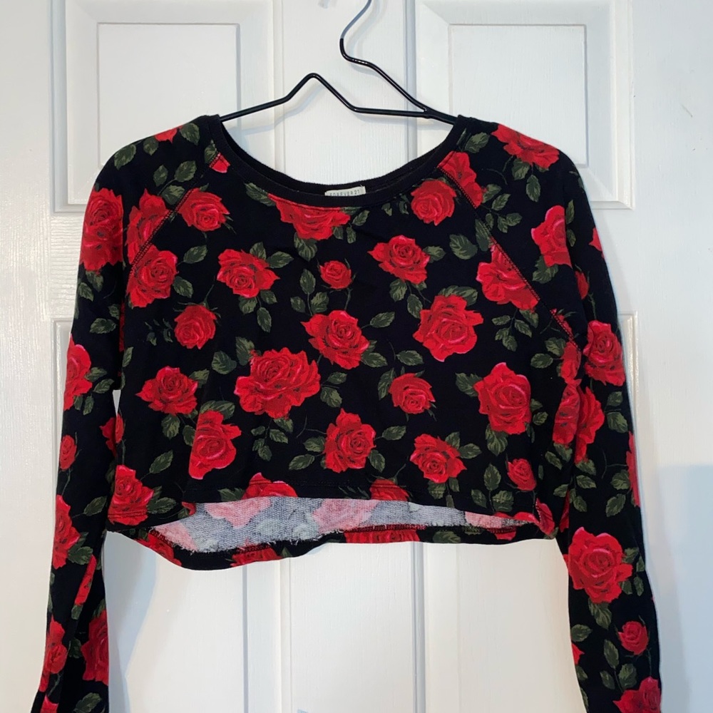 Rose long sleeve crop sweater
